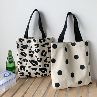 Off-white Mini Canvas Bag Female Student Korean Version Black White Polka Dot Small Square Handbag Female Student Carrying