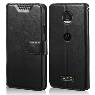 เคสโทรศัพท์หนัง PU แบบฝาพับ พร้อมช่องใส่บัตร สําหรับ Motorola Moto Z Play Xt1635