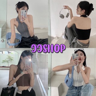 JJ shop 💜พร้อมส่ง เสื้อกล้ามคอเต่า ไหมพรมดีเทลซิปด้านหน้า ใส่สบายซิบรูดได้ "J157" -N