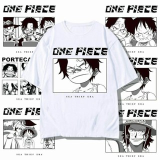 ♞One Piece Luffy เสื้อยืดข้อต่อแขนสั้นเสื้อยืดน่ารักในวัยเด็กของลูฟี่