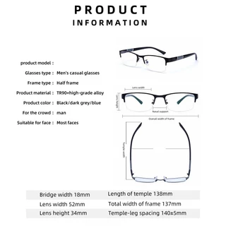 👓แว่นตาแฟชั่น👓 -50~600° แว่นตาสายตาสั้น ป้องกันแสงสีฟ้า กรอบแว่นตาครึ่งขอบ แฟชั่นสไตล์เกาหลี 071