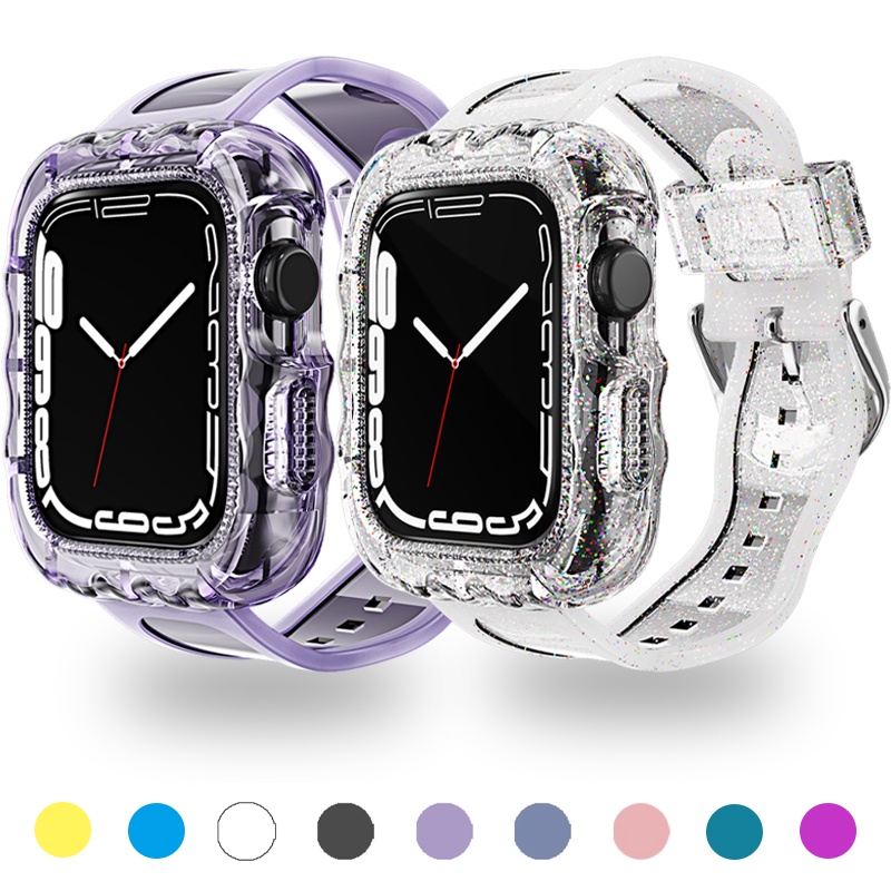 สายนาฬิกาข้อมือ แบบใส สําหรับ Apple Watch Series 8 7 6 5 4 3 SE iWatch 45 มม. 44 มม. 41 มม. 42 มม. 40 มม. 38 มม.