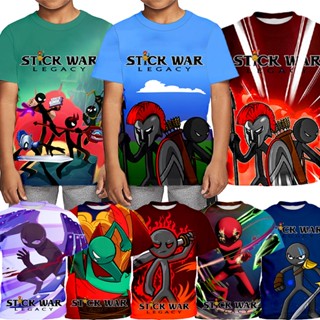 เสื้อยืดคอกลม แขนสั้น พิมพ์ลาย Stick War Legacy แฟชั่นฤดูร้อน สําหรับเด็กผู้ชาย อายุ 3-13 ปี