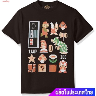 เสื้อยืดคอกลม เสื้อยืดผ้าฝ้าย ผ้านุ่ม 【100% cotton】เสื้อยืดกีฬา Nintendo Boys Pixel Set Graphic T-shirt Short sleeve T-