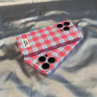 เคสโทรศัพท์มือถือผู้หญิง กันหล่น รอบด้าน ลายตาราง สําหรับ Iphone Apple 14promax 13 12 11 xs