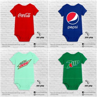 Bfsi ซอฟท์ดริงค์ พิมพ์ลาย แบรนด์ on Baby Onesie (Coca Cola, Pepsi, Mountain Dew, 7 UP)