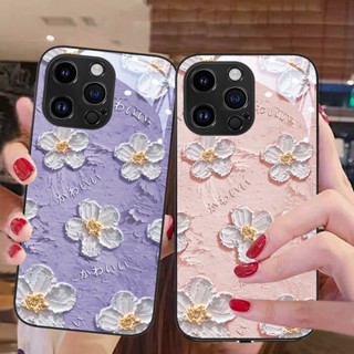 Dmy เคสกระจกนิรภัย ลายดอกไม้ สําหรับ iphone 14 pro 13 mini 12 pro max 11 8 Plus 6s 7 6 XS max X XR