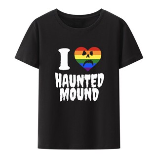 【พร้อมส่ง】เสื้อยืดแขนสั้นลําลอง พิมพ์ลายกราฟฟิค I Love Haunted Mound แนวสตรีทฮาโลวีน สําหรับผู้ชาย และผู้หญิง