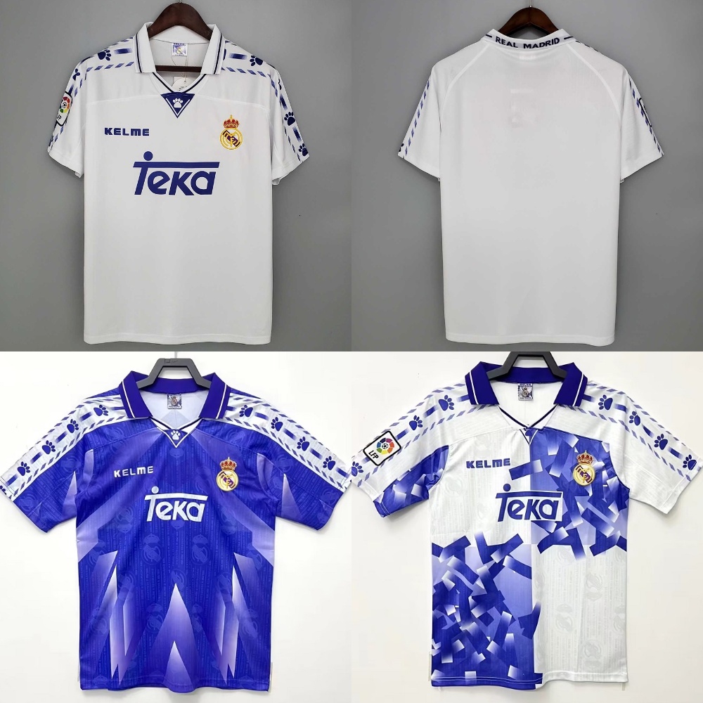 เสื้อกีฬาแขนสั้น ลายทีมฟุตบอล Real Madrid 1996-1997 ชุดเหย้า สไตล์เรโทร