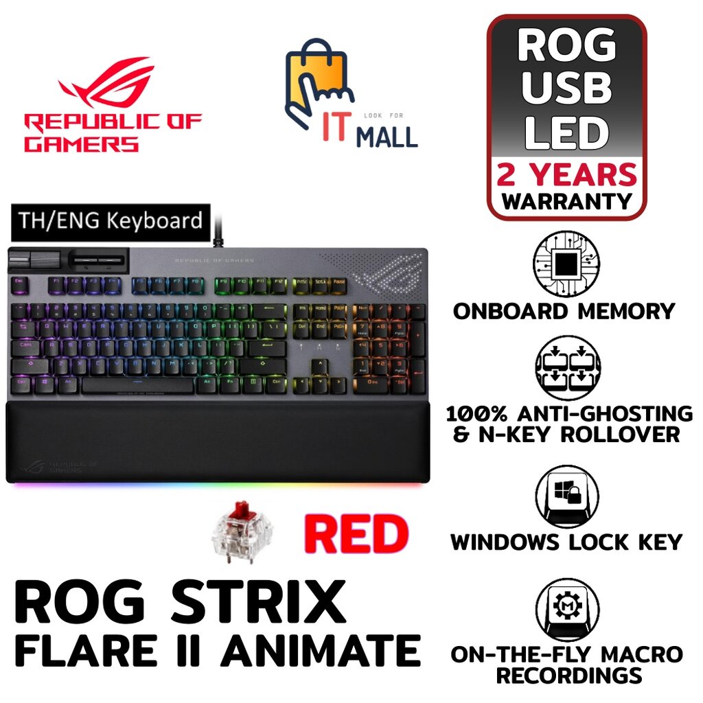 KEYBOARD ASUS ROG STRIX FLARE II ANIMATE ASUS ROG NX RED SWITCH - RGB LED - EN/TH