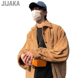 Jijaka Men Collared Corduroy Jacket  Fashionable Oversized for Shopping