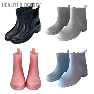 Health &amp; beauty รองเท้าบูทกันฝนแบบสั้น PVC กันน้ำสวมใส่กันลื่นรองเท้ากันฝนผู้หญิงเรียบง่าย