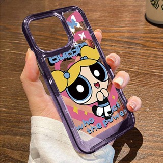 เคสโทรศัพท์มือถือแบบใส ลายตํารวจตัวเล็ก สีม่วง สําหรับ Iphone 14promax 14pro 13 12p 11