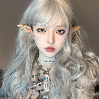 Ins วิกผมยาว หยิก เรียบ ธรรมชาติ สีเทา สีชมพู สีม่วง สําหรับผู้หญิง ปาร์ตี้ คอสเพลย์ วิกผม คลุมผม เครื่องประดับผม 68 ซม.