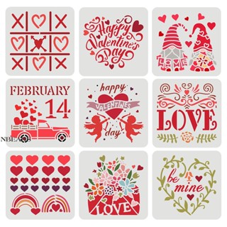 1Set  9 Pcs Valentines Day Stencils 15x15cm Plastic Love Be Mine Stencils Flowers Hearts Car Drawf Patterns Stencil Reusable Happy Valentines Day Stencil for Home Wedding Party