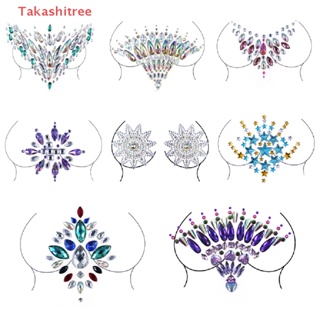 (Takashitree) สติกเกอร์รอยสักชั่วคราว คริสตัล 3D เซ็กซี่ สําหรับติดหน้าอก