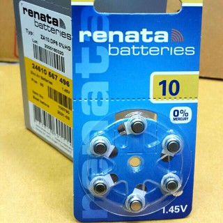 (10/PR70)ถ่านใส่เครื่องช่วยฟัง Renata [Zinc-Air] เบอร์ 10 (PR70) ของเเท้ ถ่าน