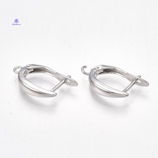 2pc Brass Hoop Earring Findings Nickel Free Real Platinum Plated 21x12x3.5mm Hole: 1.5mm Pin: 1mm