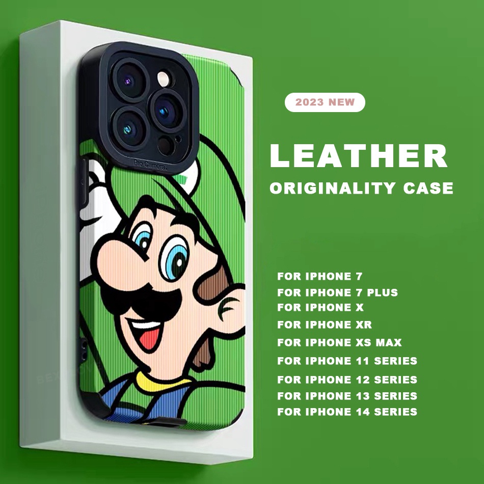 เคสโทรศัพท์มือถือหนัง ซิลิโคนนิ่ม กันกระแทก ลายการ์ตูนมาริโอ้น่ารัก สําหรับ iPhone 11 13 12 14 Pro MAX 11Pro 12Pro 13Pro 7 8 Plus X XR XS MAX SE 2020 2022