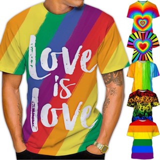 ใหม่ เสื้อยืดลําลอง แขนสั้น คอกลม พิมพ์ลายธง LGBT สีรุ้ง 3D Lesbian Gay เหมาะกับการเล่นกีฬา แฟชั่นฤดูร้อน ไซซ์ XS-5XL