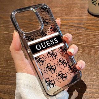 Guess เคสโทรศัพท์มือถือแบบใส กันกระแทก สีเหลือง สําหรับ iPhone 14 11 13 12 X XS Pro Max xr Mini xr 7 Samsung Galaxy S23 S22 ultra plus