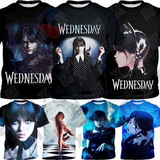 เสื้อยืดคอสเพลย์ Wednesday Addams สําหรับเด็กผู้หญิง อายุ 3-13 ปี