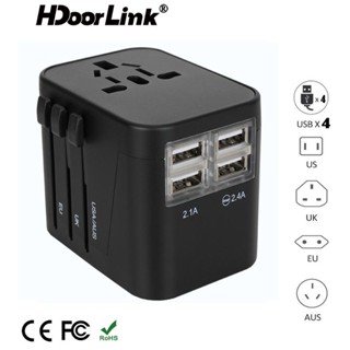 Hdoorlink อะแดปเตอร์ชาร์จ 4 พอร์ต Usb สําหรับเดินทาง US EU UK AUS