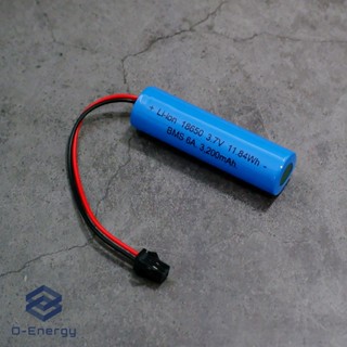 ถ่านชาร์จ Li-ion 18650 3.7V  3,200mAh สำหรับรถบังคับ แบบแพคมีวงจรป้องกัน1S 6A. / Connector SM 2Pin ถ่าน