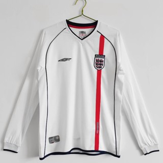 เสื้อกีฬาแขนยาว ลายทีมชาติฟุตบอล England 2002 ชุดเหย้า สไตล์เรโทร ไซซ์ S - XXL