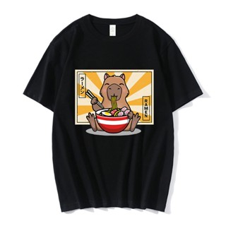 P5t9【พร้อมส่ง】เสื้อยืดลําลอง แขนสั้น พิมพ์ลายกราฟฟิคอนิเมะ Ramen Capybara สไตล์ญี่ปุ่น ฮาราจูกุ แนวสตรีท โอเวอร์ไซซ์ สํา