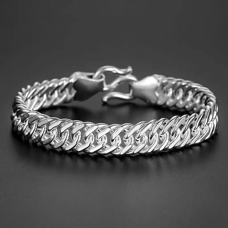 Hong Kong Pt950 Platinum สร้อยข้อมือ 18k ทองคําขาวผู้ชายผู้หญิงสไตล์แฟชั่น All-Match Boss Chain Moissanite ของขวัญวันเกิด