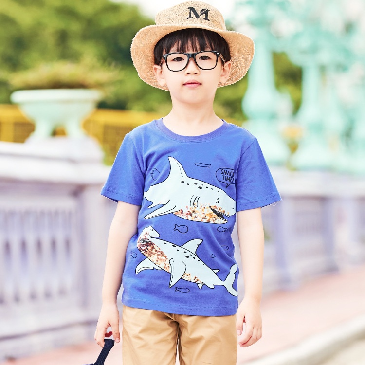 เสื้อยืดแขนสั้น คอกลม ผ้าฝ้ายแท้ พิมพ์ลายการ์ตูน แฟชั่นฤดูร้อน สําหรับเด็กผู้ชาย 2023 - รูปที่ 7