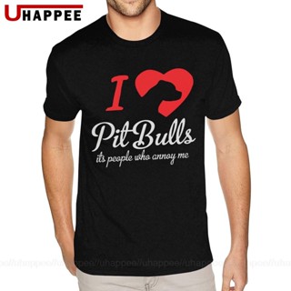 ใหม่ เสื้อยืดคอกลม แขนสั้น ผ้าฝ้าย 100% พิมพ์ลาย I Love Pitbulls Its People That Annoy Me แฟชั่นคู่รัก สําหรับผู้ชายS-5X