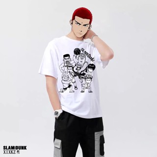 tshirt เสื้อยืดพิมพ์ลายแฟชั่นราคาต่ำสุด!![hot]✻▲Slam Dunk เสื้อยืดผู้ชายแขนสั้นเสื้อบาสเก็ตบอลกีฬา Sakuragi Hanado อะนิเ