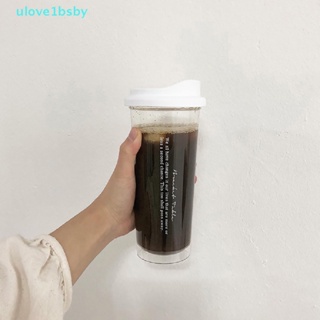 Ulove1bsby Kawaii ขวดน้ําพลาสติก กันรั่วซึม แบบพกพา ปลอด BPA สําหรับน้ําผลไม้ ชา นม กาแฟ Tritan School