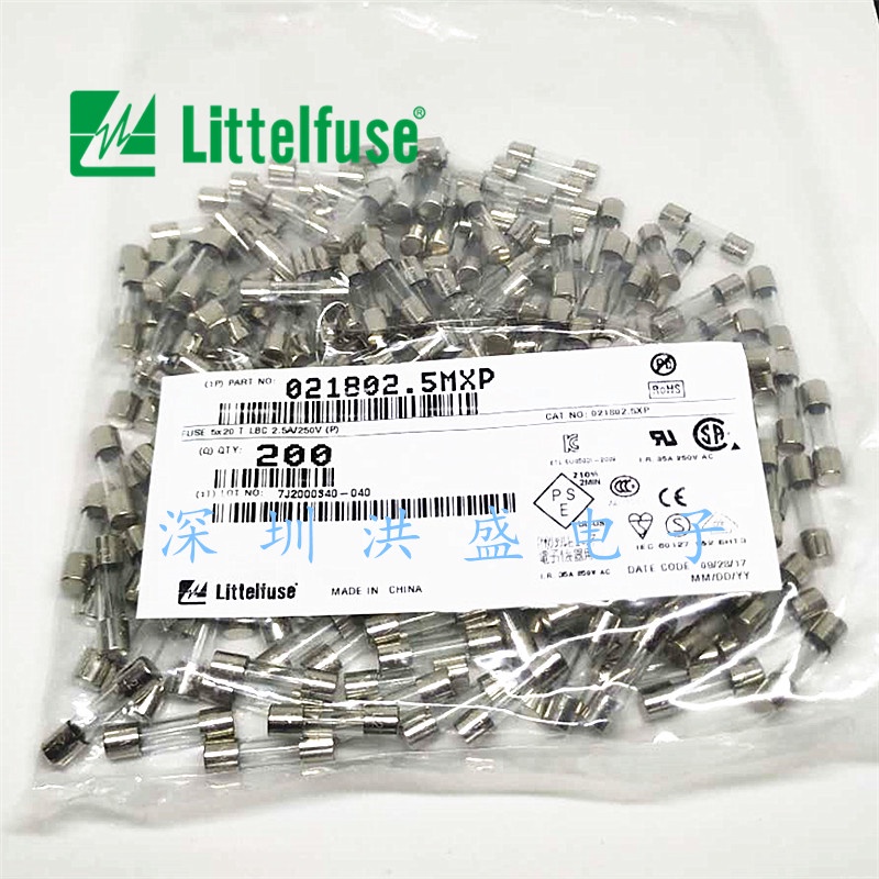 10 ชิ้น/ล็อต 021802. 5MXP American Lite 5 * 20 2.5A 250V หลอดฟิวส์แก้ว T2.5AL250VP ช้า-ละลาย