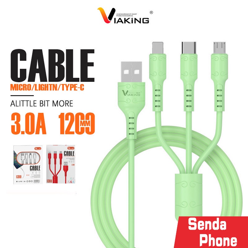 VIAKING สายชาร์จ 3 in1 รุ่น YTS02 USB รองรับ iPh Micro Type-C สินค้าขายดี ชาร์จเร็ว คุณภาพดี