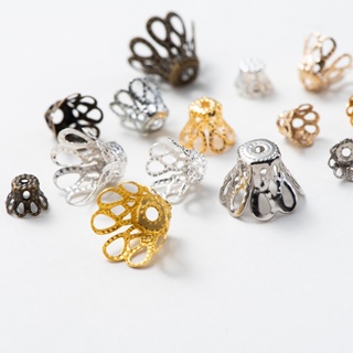 Golden สเปเซอร์ลูกปัดโลหะกลวง รูปดอกไม้ สีทอง อุปกรณ์เสริม ส…