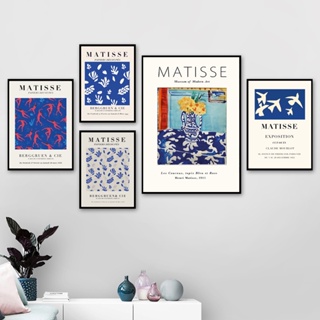 Henri Matisse นิทรรศการ ผ้าใบ ภาพวาด โปสเตอร์ สีฟ้า พิพิธภัณฑ์ แกลเลอรี่ ผนัง ศิลปะ รูปภาพ สําหรับห้องนั่งเล่น ตกแต่งผนังบ้าน