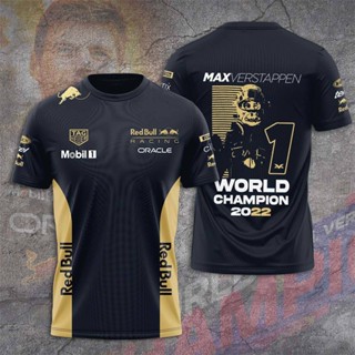 F1 เสื้อยืดคอกลม แขนสั้น พิมพ์ลาย Red Bull Max Verstappen Winners พลัสไซซ์ สําหรับทุกเพศ