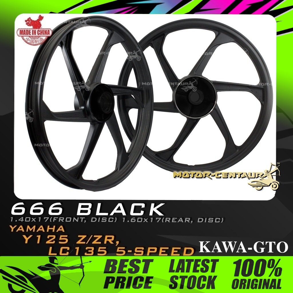 RIM MOTOSIKAL KAWA-GTO SPORT RIMS 666 1.40X17(DISC,F) 1.60X17(DISC,R) สําหรับ YAMAHA Y125/Z/ZR, LC13