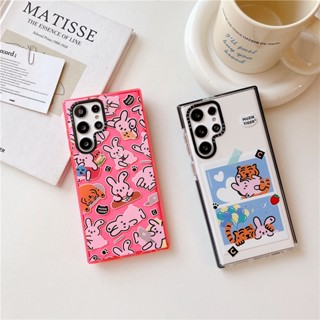 CASETIFY เคสโทรศัพท์มือถือ TPU นิ่ม แบบใส กันกระแทก ลายกระต่ายสีชมพู สําหรับ Samsung Galaxy S23 Ultra S21 S22 Plus S20 S22 Ultra S20+