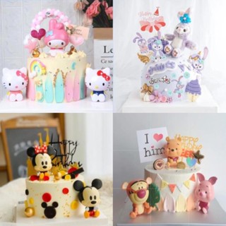 ลดกระหน่ํา - KT แมว มิกกี้เมาส์ งานเลี้ยงวันเกิด เค้กตกแต่ง Star Delu Beauty Girl Soldier Cake Top Wedding Birthday Cake Decoration Baby Shower Party Supplies Birthday Gift