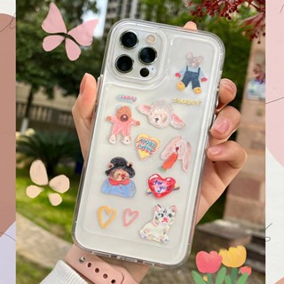 เคสโทรศัพท์มือถือซิลิโคน TPU ใส แบบนิ่ม ลายการ์ตูนน่ารัก สีชมพู กันกระแทก สําหรับ IPhone 14 13 Pro Max 12 11 Pro XS Max XR X 8 7 6 6S Plus