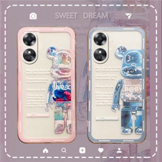 ใหม่ เคสโทรศัพท์มือถือ ซิลิโคนนิ่ม ใส กันกระแทก ลายการ์ตูนหมีน่ารัก เรียบง่าย สําหรับ OPPO A58 4G 2023 A584G