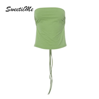 Sweeticme เสื้อกล้ามลําลอง เปิดหลัง สีพื้น เซ็กซี่ แฟชั่นสําหรับสตรี 2023