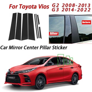 สติกเกอร์ฟิล์มติดเสากระจกรถยนต์ สีดํามันวาว สําหรับ Toyota Vios G2 XP90 G3 XP150 2008-2022