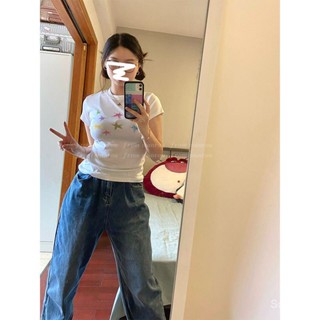 เสื้อครอปแขนสั้น แบบเข้ารูป แฟชั่นเรโทร สไตล์เกาหลี สําหรับผู้หญิง
