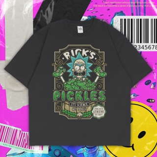 Cartoon Rick and Morty T-Shirt | Purple Haze | Oversized Vintage Dark Gray T-Shirt "Pickles Science Not Magic"_03