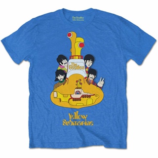 เสื้อยืดแขนสั้นTop Sale Mens Short Sleeve The Beatles Yellow Submarine Sub T-Shirt New Summer Casual Loose Tee for Dad/